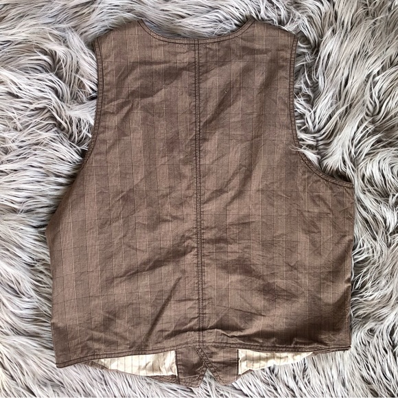Vintage y2k Utility Dark Academia Brown Plaid Vest, Size L - Picture 4 of 7